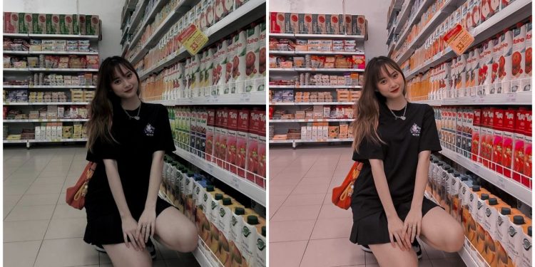 Preset Lightroom Mobile đi siêu thị tone hàn quốc đẹp