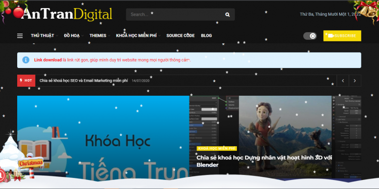 Code tuyết rơi trang trí noel cho website