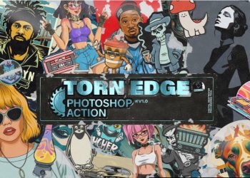 Torn Edge Sticker Poster Photoshop Action