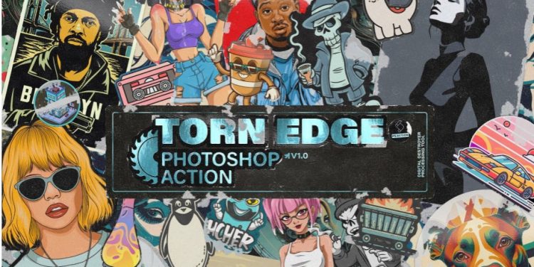 Torn Edge Sticker Poster Photoshop Action