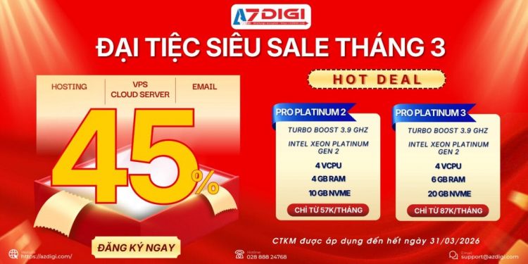 Azdigi khuyến mãi đại tiệc tháng 3